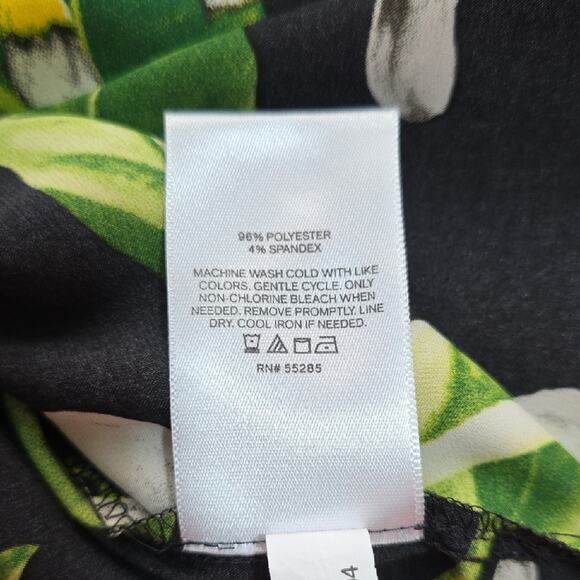 Express Women Sz XL Dark Floral Balloon Sleeve Preppy Fairy V-Neck Button Up Top - Picture 9 of 11